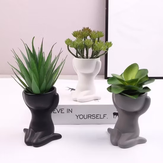 Cute Humanoid Ceramic Flowerpot Creative Crafts Decoration Nordic Portrait Personality Small Vase Home Ornaments Decoration