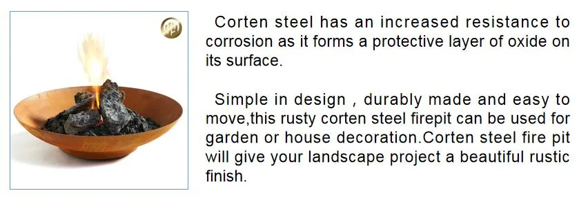 Rusty Corten Steel Round Shape Garden Decoration Heating Metal Fire Pit