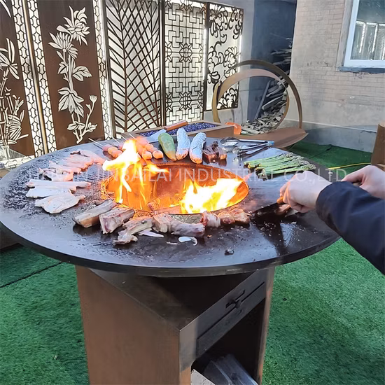 Amazon Top Sell Corten Metal Fire Pit with Barbecue Grill