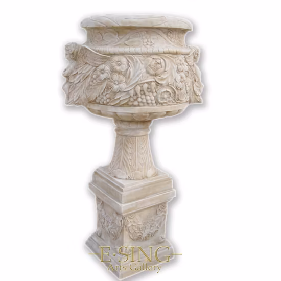 Big Outdoor Garden Granite Stone Flowerpot Planter