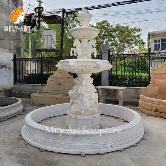 Outdoor Garden Hand Carved White Stone Marble 3 Tier Water Fountain for Sale 