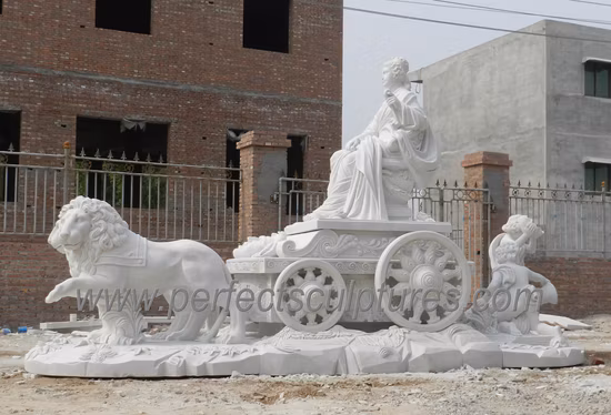 Outdoor Carved Sculpture White Stone Marble Carving Water Pool Fountain for Garden Decoration (SY