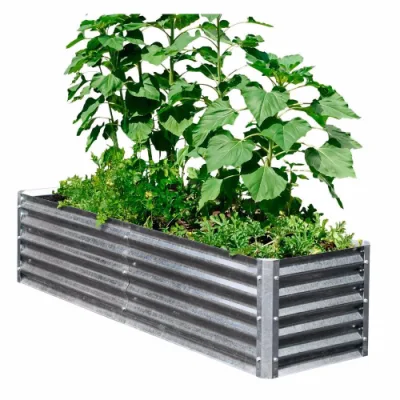 Planter Kit Large Metal Flowerpot Galvanized Garden Bed for Vegetables Outdoor