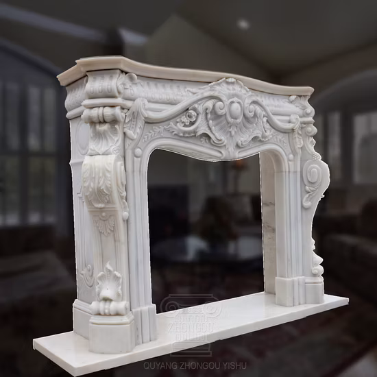 White Marble Fireplace Chimney Piece