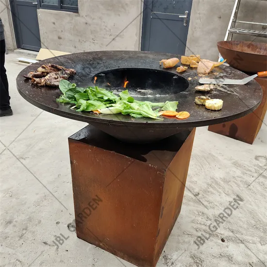 Backyard Home Corten Steel BBQ Grill Large Charcoal Grills Charcoal Barbeque Grill Amazon Top Sell Corten Metal Fire Pit with Barbecue Grill 