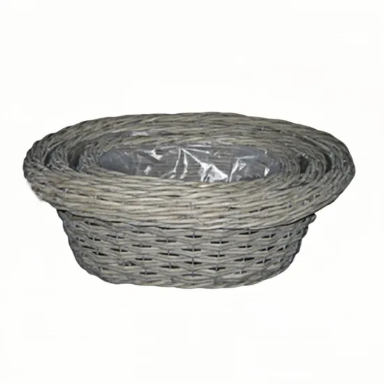Small Grey Wicker Willow Garden Flower Pot Planter 