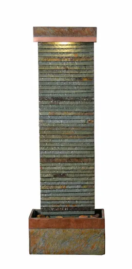 Natural Black Slate Contemporary Style Brilliant Falls Indoor/Outdoor Floor Fountain 