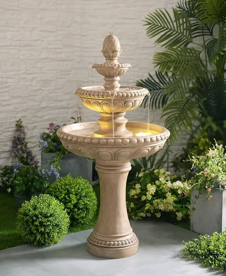 Sandstone Finish Tucson Large Outdoor Garden Tiered Floor Water Fountain 