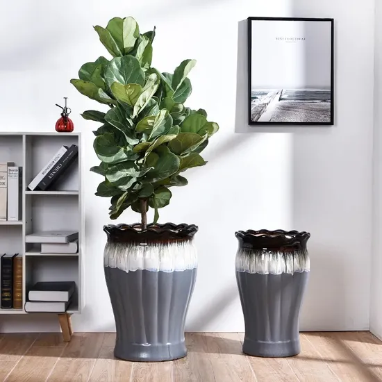 New Design Indoor Outdoor Garden Ceramic Glazed Absorbing Planters Home Decorative Flowerpot 