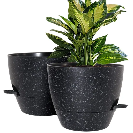 Self Watering Plastic Plant Pots Deep Reservior Drainage Holes Plants Flowers Planters 