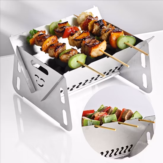 Folding Barbeque Charcoal Grill Stainless Steel Grill Pyramid Grill Fire Grill Bonfire Stove BBQ Bl18062