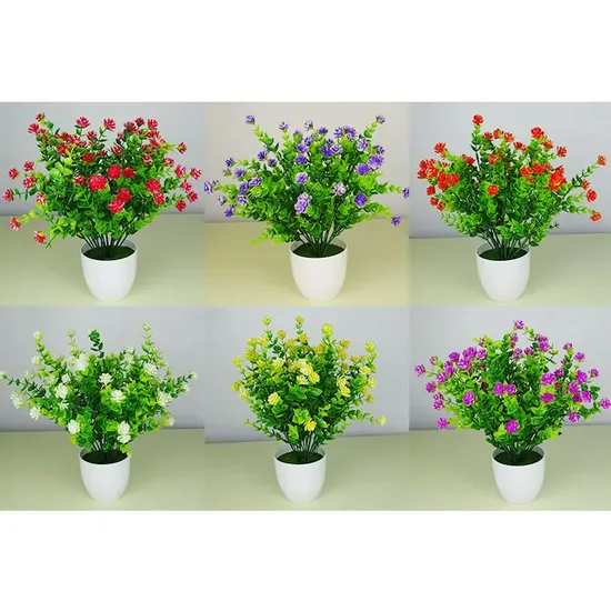 Nordic Simulation Small Plastic Floral Potted Plants Indoor Home Office Living Room Desktop Decoration Artificial Flowers 