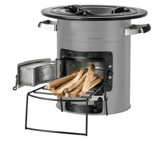 Stainless Steel Camping Cast Iron Top Wood Charcoal Stove for BBQ 
