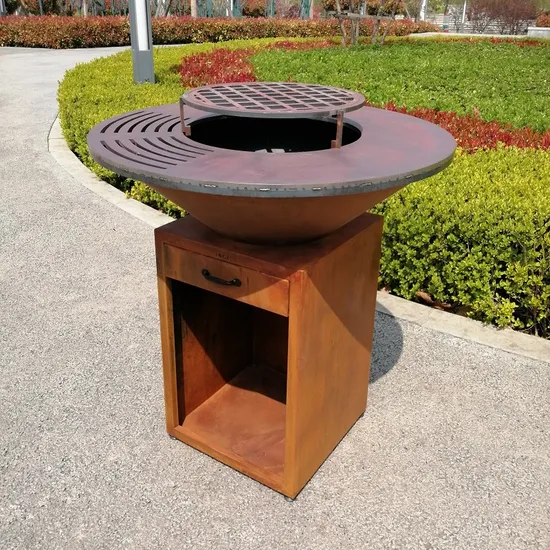 Outdoor Furniture Fire Table Large Corten Steel Grill Fire Pit BBQ 