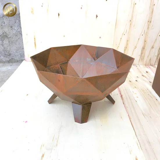 Corten Steel Octagonal Rusty Fire Pit Outdoor Barbecue 